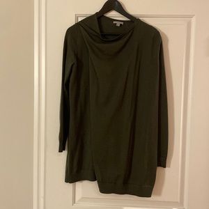 Cos 100% wool draped long sweater. Green. Size small.